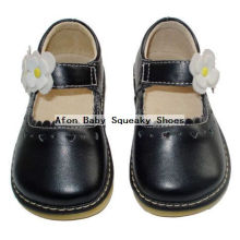 Schwarze Babyschuhe mit weißen Blumen-Kleinkind-Schuhen 0-24months